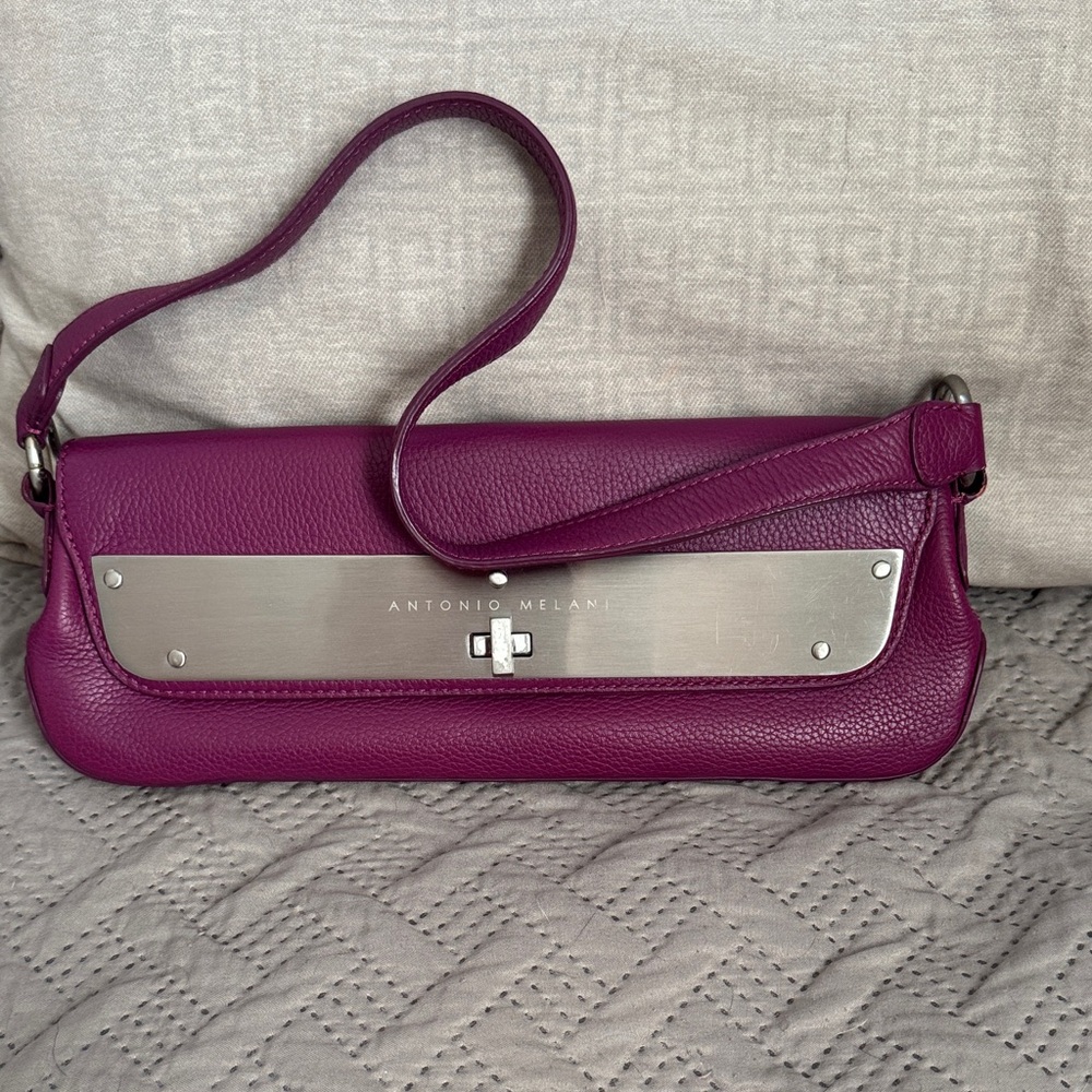 ANTONIO MELANI Magenta Leather Shoulder Bag